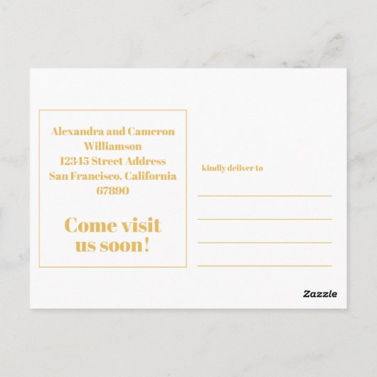 Modern We hebben New Home Moving Yellow Briefkaart (Achterkant)