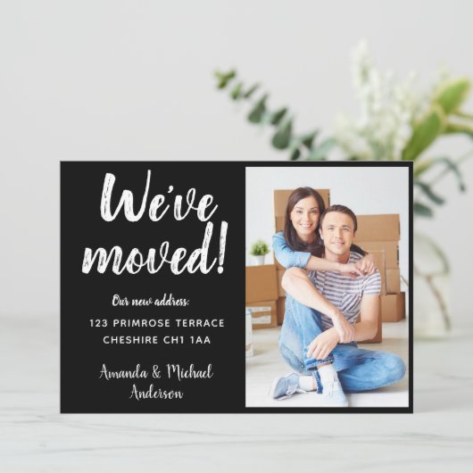 Modern we hebben nieuwe adresfoto gewijzigd aankondiging (Staand voorkant)