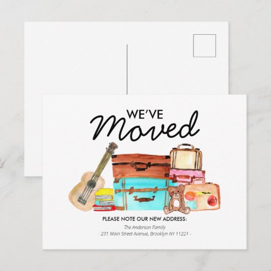 Modern We hebben Schattigee Waterverf bagage verpl Aankondigingskaart (Voorkant / Achterkant)