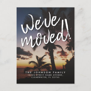 Modern We hebben Tropical Beach Sunset Moving verp Aankondigingskaart