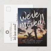 Modern We hebben Tropical Beach Sunset Moving verp Aankondigingskaart (Voorkant / Achterkant)