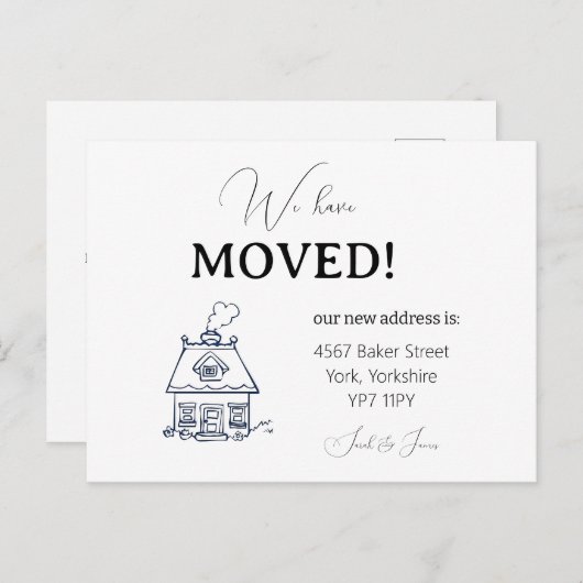 Modern We hebben verplaatst script bewegende aanko Briefkaart (Voorkant / Achterkant)