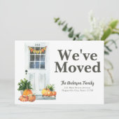 Modern we hebben White door Pumpkin Herfst Moving Aankondiging (Staand voorkant)