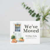 Modern we hebben White door Pumpkin Herfst Moving Aankondigingskaart (Staand voorkant)