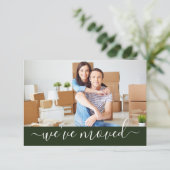 Modern we hebben wijziging van adresfoto verplaats aankondiging (Staand voorkant)