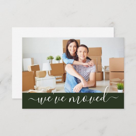 Modern we hebben wijziging van adresfoto verplaats aankondiging (Voorkant / Achterkant)