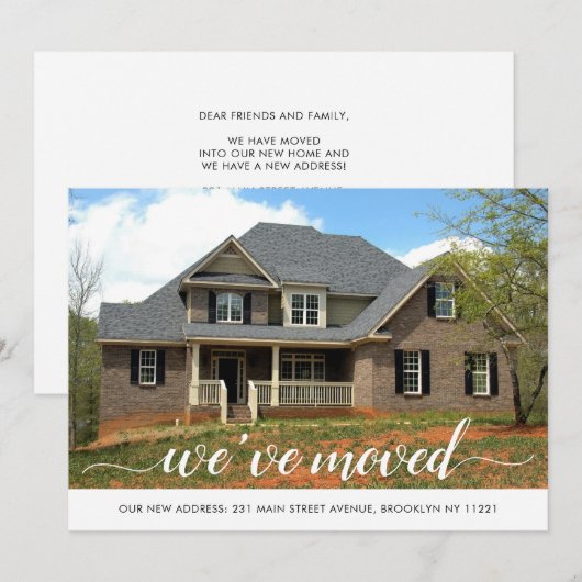 Modern we hebben wijziging van adresfoto's verplaa aankondiging (Voorkant / Achterkant)