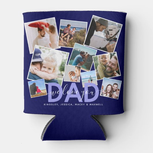 Modern 'We houden van je' Foto Collage papa Blikjeskoeler (Voorkant)