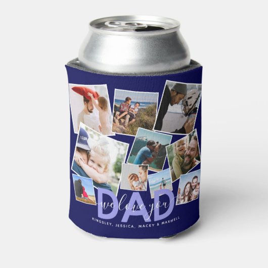 Modern 'We houden van je' Foto Collage papa Blikjeskoeler (Blikje Achterkant)