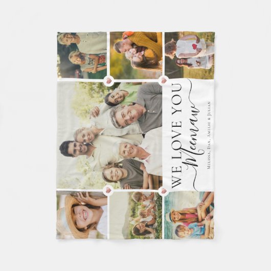 Modern we houden van je Meemaw Familie Foto Collag Fleece Deken (Voorkant)