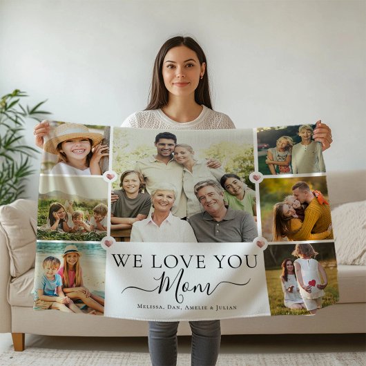 Modern we houden van je moeder familie fotocollage fleece deken