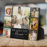 Modern we houden van je nonna familie fotocollage fotoplaat<br><div class="desc">Een elegant,  modern geschenk: Een drieduizend filmcollage van het Instagram-gezin,  waarin WE U NONNA lezen in een  handschrift met letters naast uw namen,  en 7 van uw favoriete afbeeldingen geaccentueerd door een mooi gedrukt roos gouden harten voor de beste oma ooit.</div>