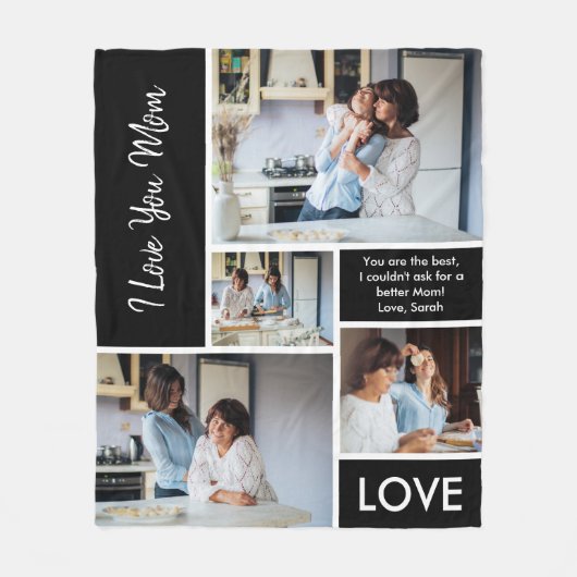 Modern we houden van je zwarte fotocollage fleece deken (Voorkant)