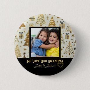 Modern We houden van jou oma Zwart en Goud Ronde Button 5,7 Cm