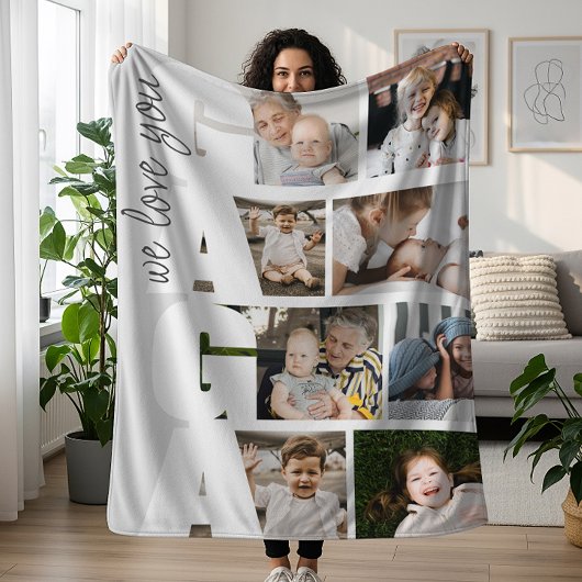 Modern We Love You Gaga 8-Photo Collage Fleece Deken