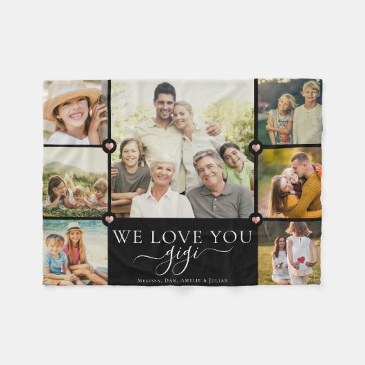 Modern We Love You Gigi Familie Fotocollage Fleec Fleece Deken (Voorkant (Horizontaal))