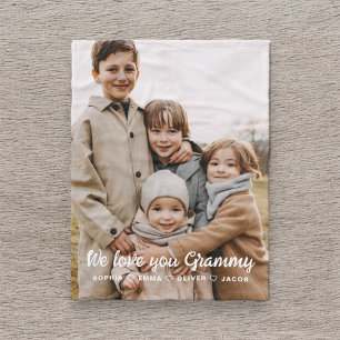 Modern We Love You Grammy Familie Enkele Foto Fleece Deken