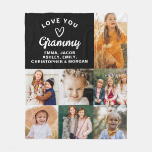 Modern We Love You Grammy Familie Fotocollage Fleece Deken