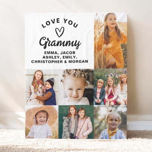 Modern We Love You Grammy Familie Fotocollage Fleece Deken