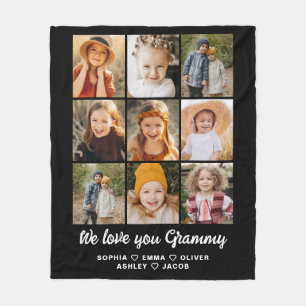 Modern We Love You Grammy Familie Fotocollage Fleece Deken
