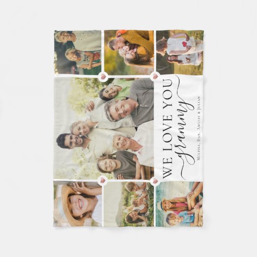 Modern We Love You Grammy Familie Fotocollage Fleece Deken (Voorkant)