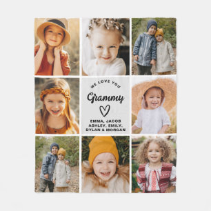 Modern We Love You Grammy Familie Fotocollage Fleece Deken