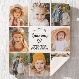 Modern We Love You Grammy Familie Fotocollage Sherpa Deken