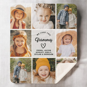 Modern We Love You Grammy Familie Fotocollage Sherpa Deken