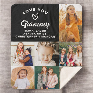 Modern We Love You Grammy Familie Fotocollage Sherpa Deken