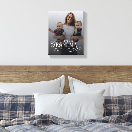 Modern We Love You Grandma Photo Personalized Canvas Afdruk (Insitu (Slaapkamer))