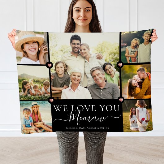 Modern We Love You Memaw Familiefotocollage Fleece Deken
