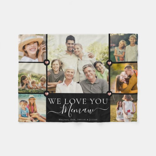 Modern We Love You Memaw Familiefotocollage Fleece Deken (Voorkant (Horizontaal))