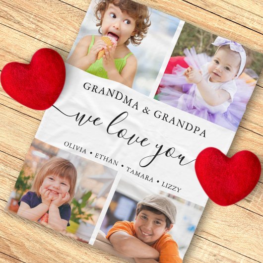 Modern We Love You Oma Opa 4 Fotocollage Fleece Deken