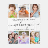 Modern We Love You Oma Opa 6 Fotocollage Fleece Deken (Voorkant)
