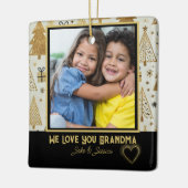 Modern We Love You Oma Zwart en Goud Keramisch Ornament (Links)