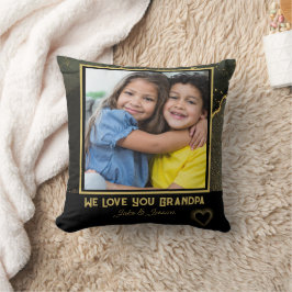 Modern We Love You Opa zwart en goud Foto Kussen