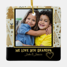 Modern We Love you Opa Zwart en Goud Keramisch Ornament