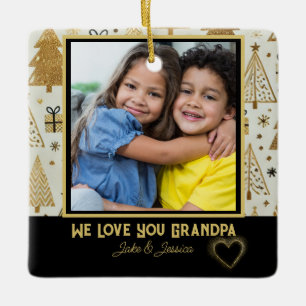 Modern We Love you Opa Zwart en Goud Keramisch Ornament