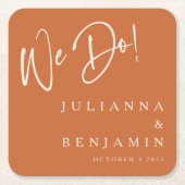 Modern we maken Elegant Aangepast bruiloft verbran Kartonnen Onderzetters (Voorkant)