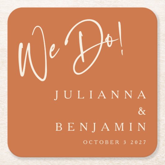 Modern we maken Elegant Aangepast bruiloft verbran Kartonnen Onderzetters (Voorkant)