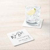 Modern we maken Elegant Custom Black White Wedding Kartonnen Onderzetters (Insitu)