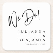 Modern we maken Elegant Custom Black White Wedding Kartonnen Onderzetters (Voorkant)