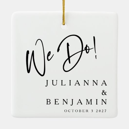 Modern we maken Elegant Custom Black White Wedding Keramisch Ornament (Achterkant)