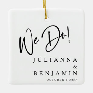 Modern we maken Elegant Custom Black White Wedding Keramisch Ornament
