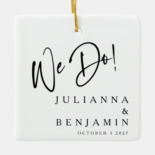 Modern we maken Elegant Custom Black White Wedding Keramisch Ornament (Voorkant)