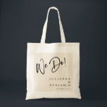 Modern we maken Elegant Custom Wedding Ivory Black Tote Bag<br><div class="desc">Modern doen we Elegant Custom Ivoor en Black Wedding Canvas tas</div>
