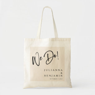 Modern we maken Elegant Custom Wedding Ivory Black Tote Bag