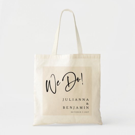 Modern we maken Elegant Custom Wedding Ivory Black Tote Bag (Voorkant)