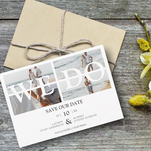 Modern we maken kalligrafie 4 Foto's Collage Weddi Save The Date