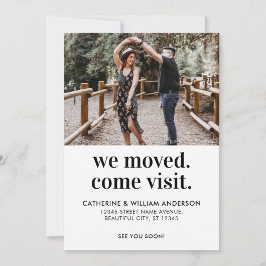 Modern we moved come Visite Photo Typography Movin Aankondiging (Voorkant)